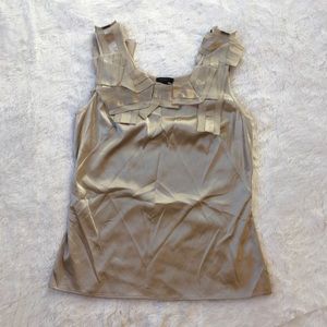 NWT Ann Taylor Gray Tan Silk Sleeveless Top Small